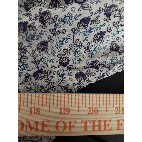 Lucky Brand Savannah Gypsy Boho Peasant Top Blouse Size Medium Blue Floral - Picture 7 of 8